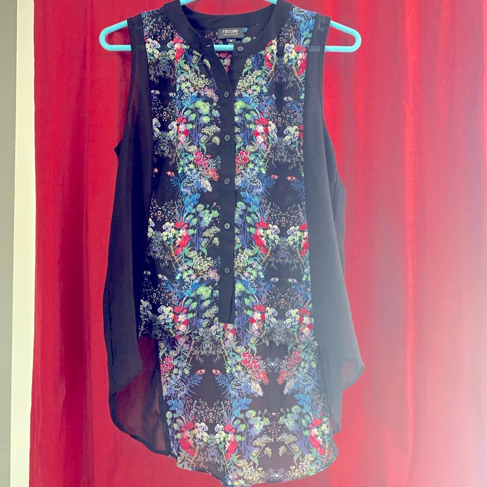 SHEER BLACK SLEEVELESS BLOUSE